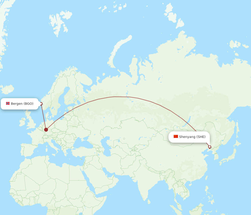 SHE-BGO flight routes