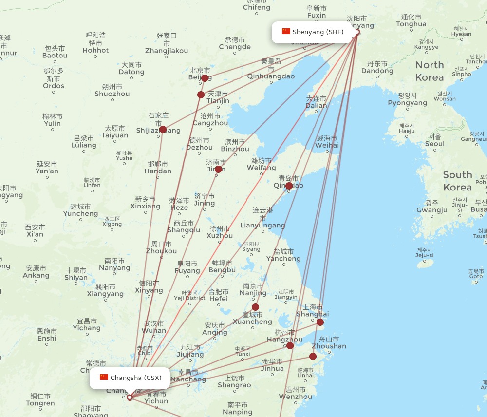 SHE-CSX flight routes