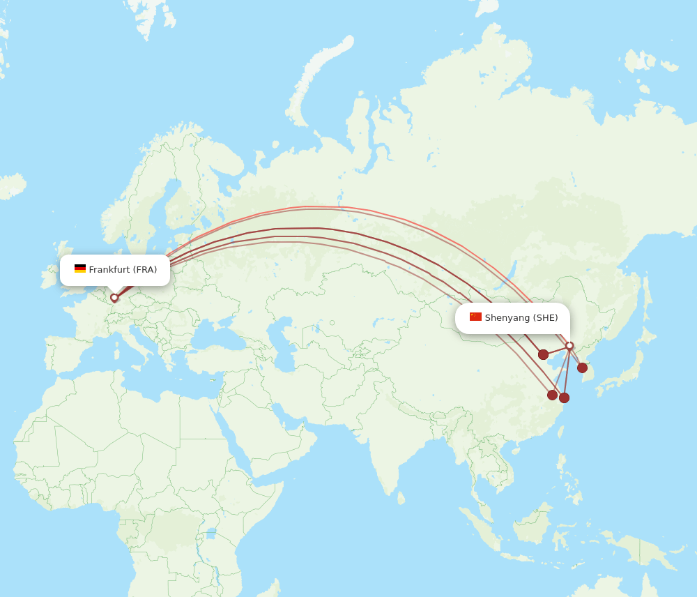 SHE-FRA flight routes
