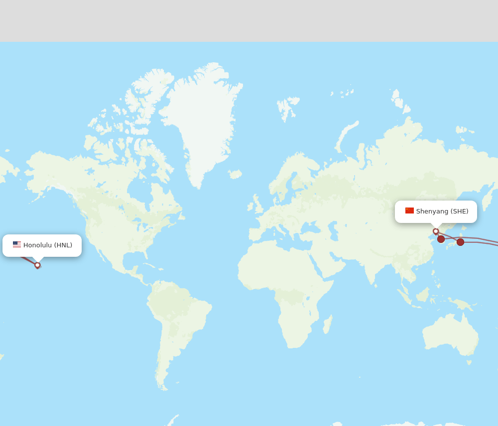 SHE to HNL flights and routes map