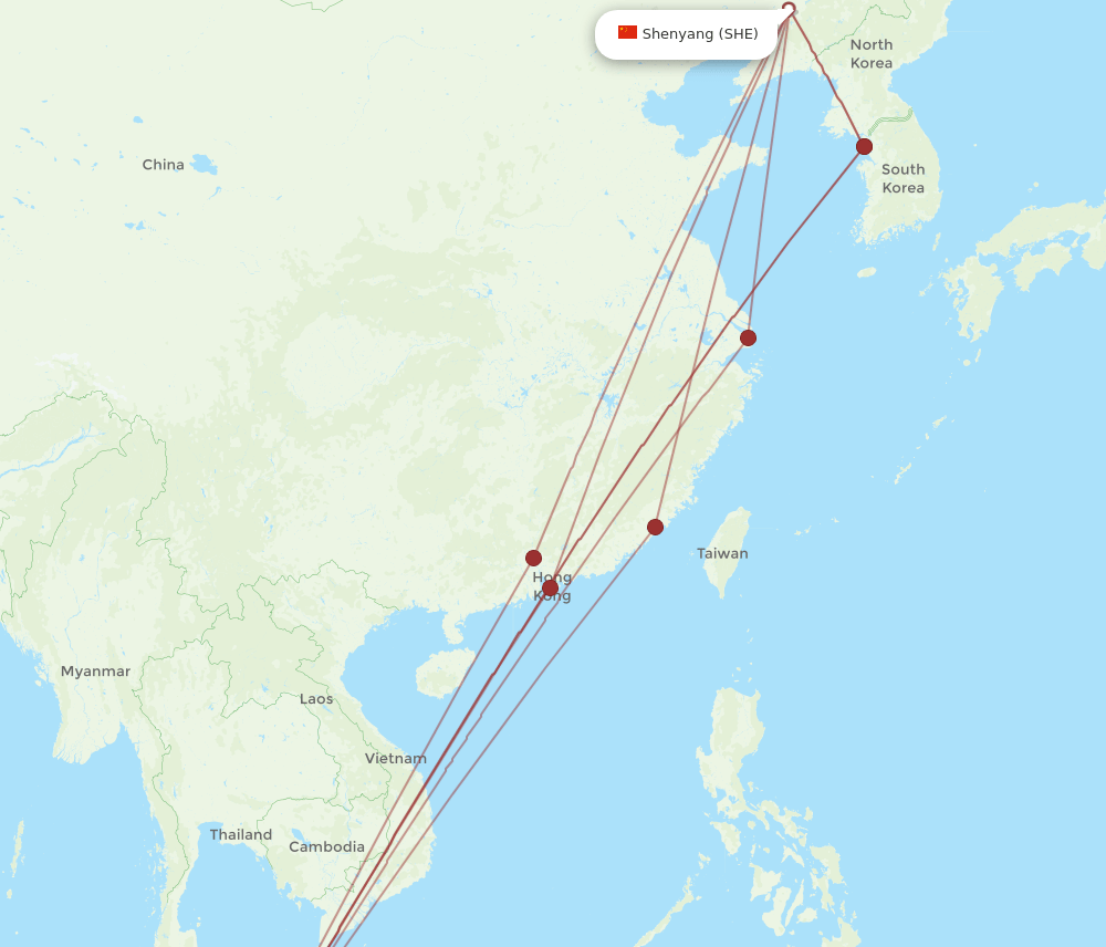 SHE to KUL flights and routes map