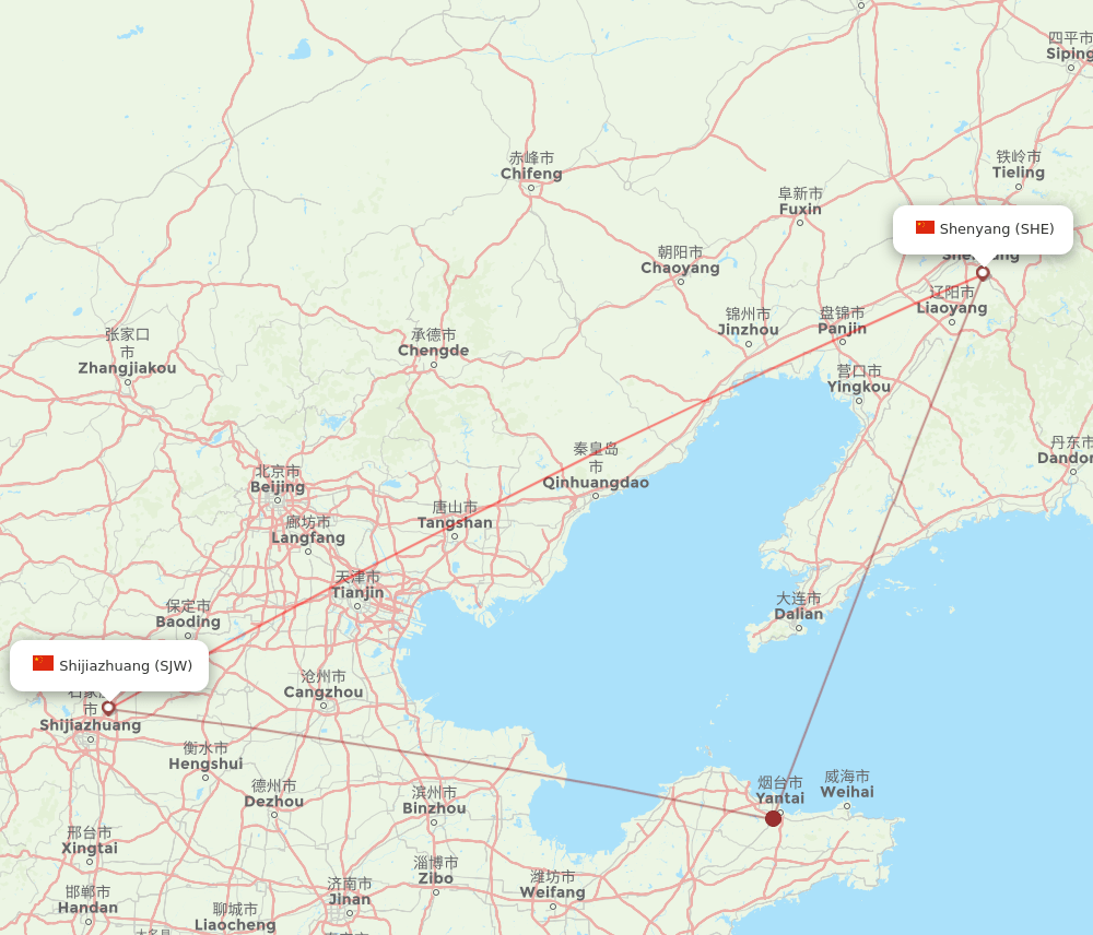 SJW to SHE flights and routes map
