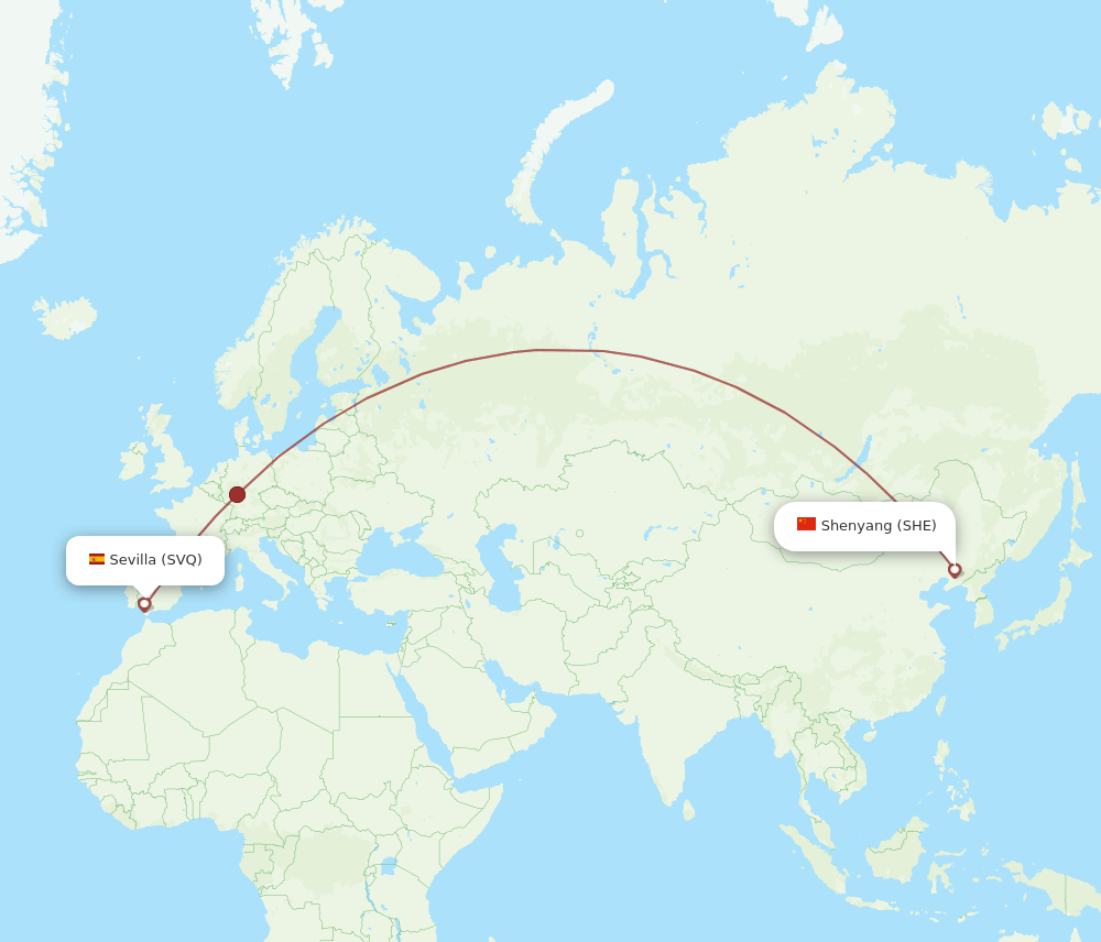 SHE to SVQ flights and routes map
