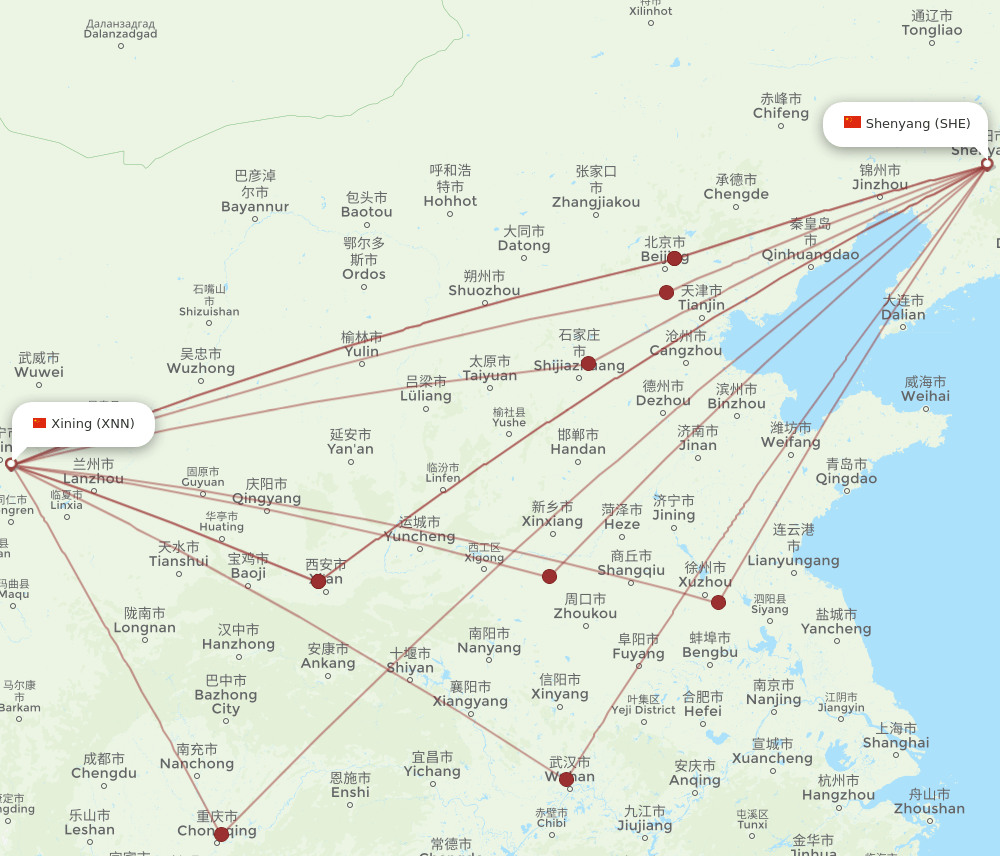 SHE-XNN flight routes