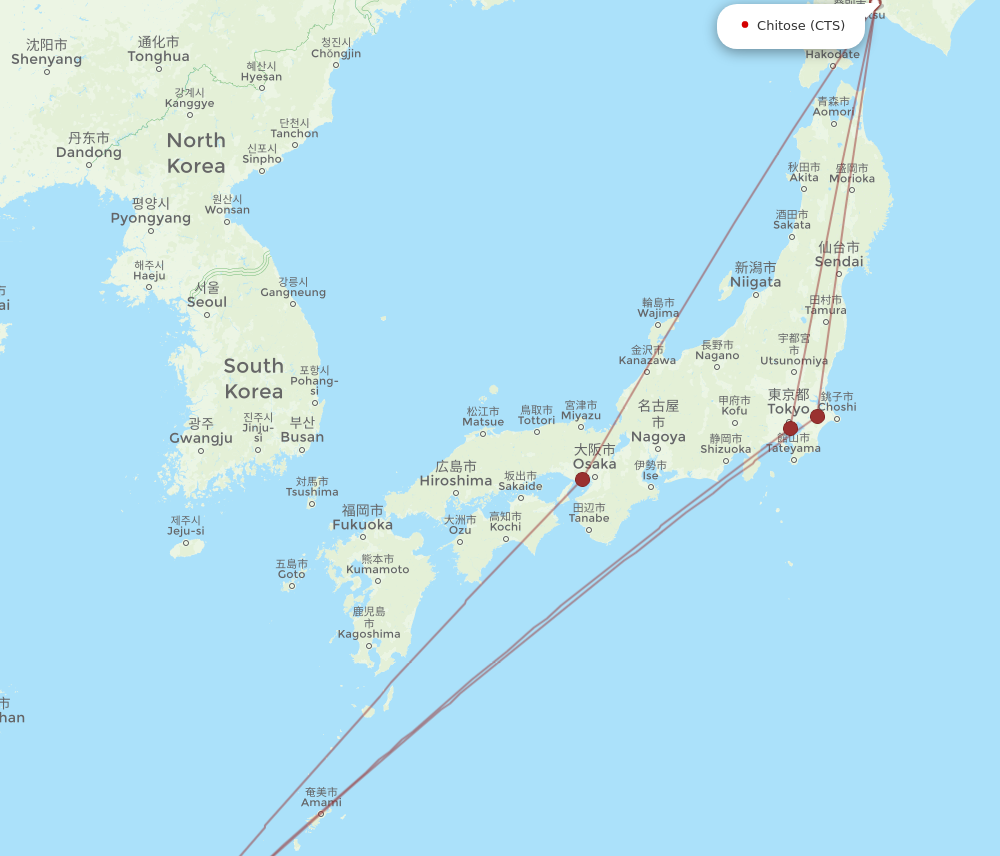 SHI to CTS flights and routes map