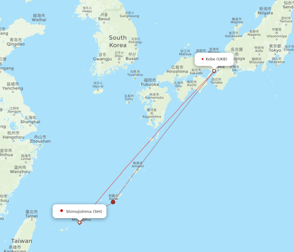SHI to UKB flights and routes map