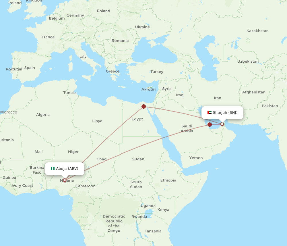 SHJ-ABV flight routes