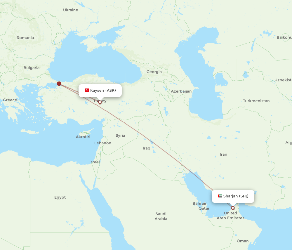 SHJ to ASR flights and routes map