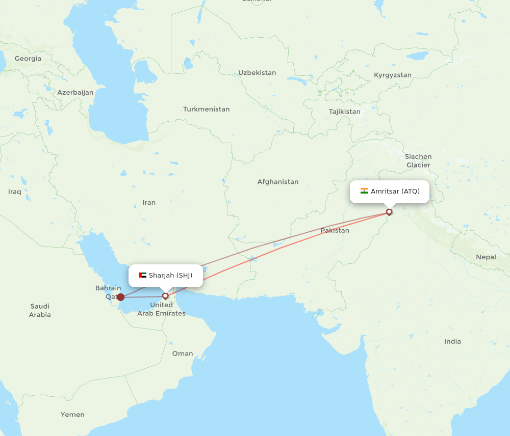 SHJ-ATQ flight routes