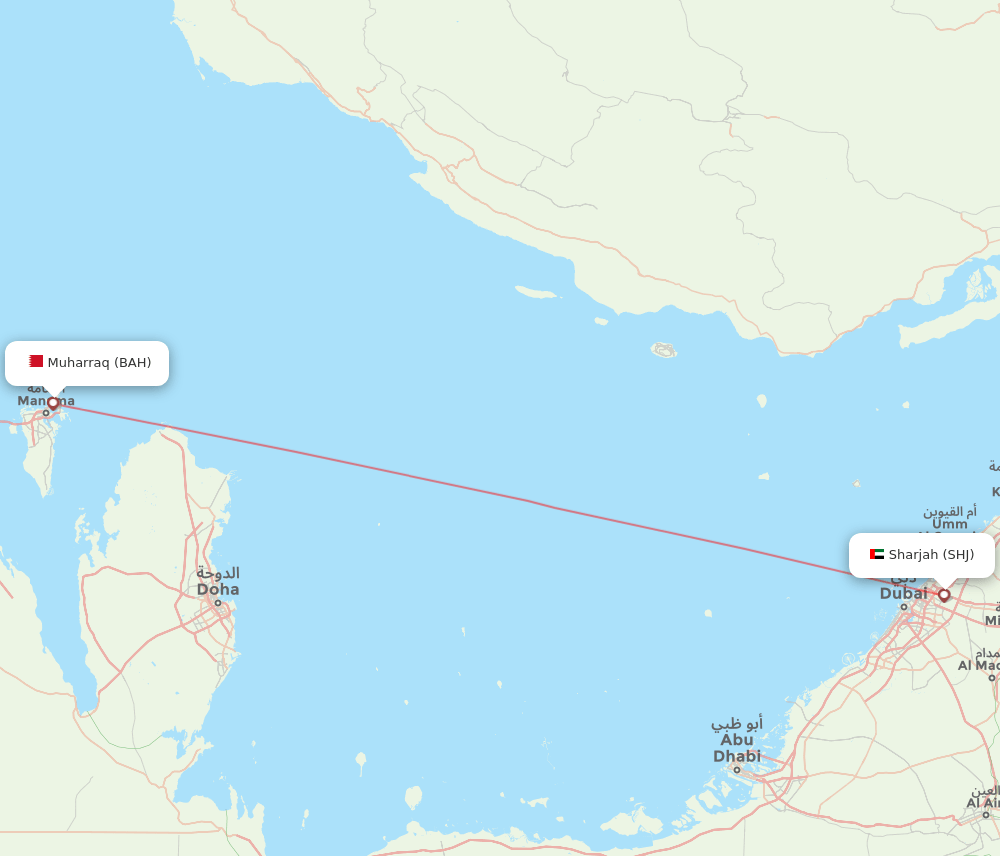 SHJ-BAH flight routes