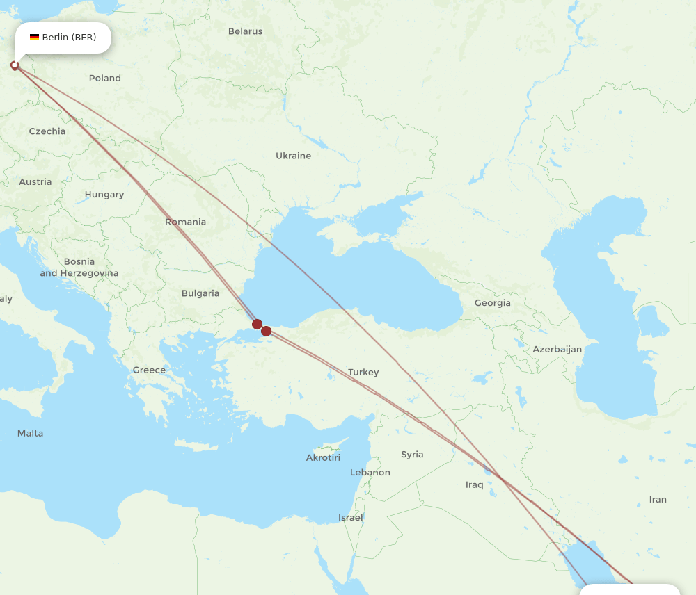 SHJ to BER flights and routes map