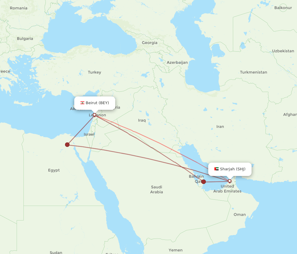 SHJ-BEY flight routes