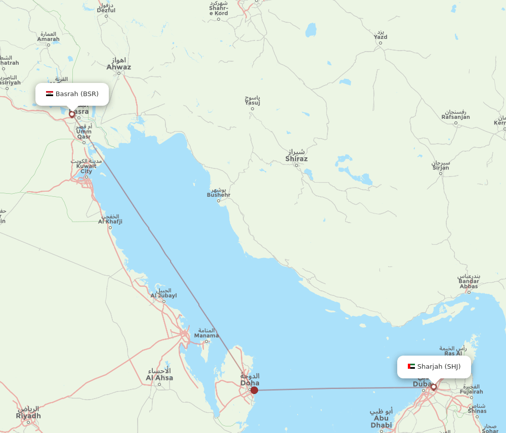 SHJ-BSR flight routes