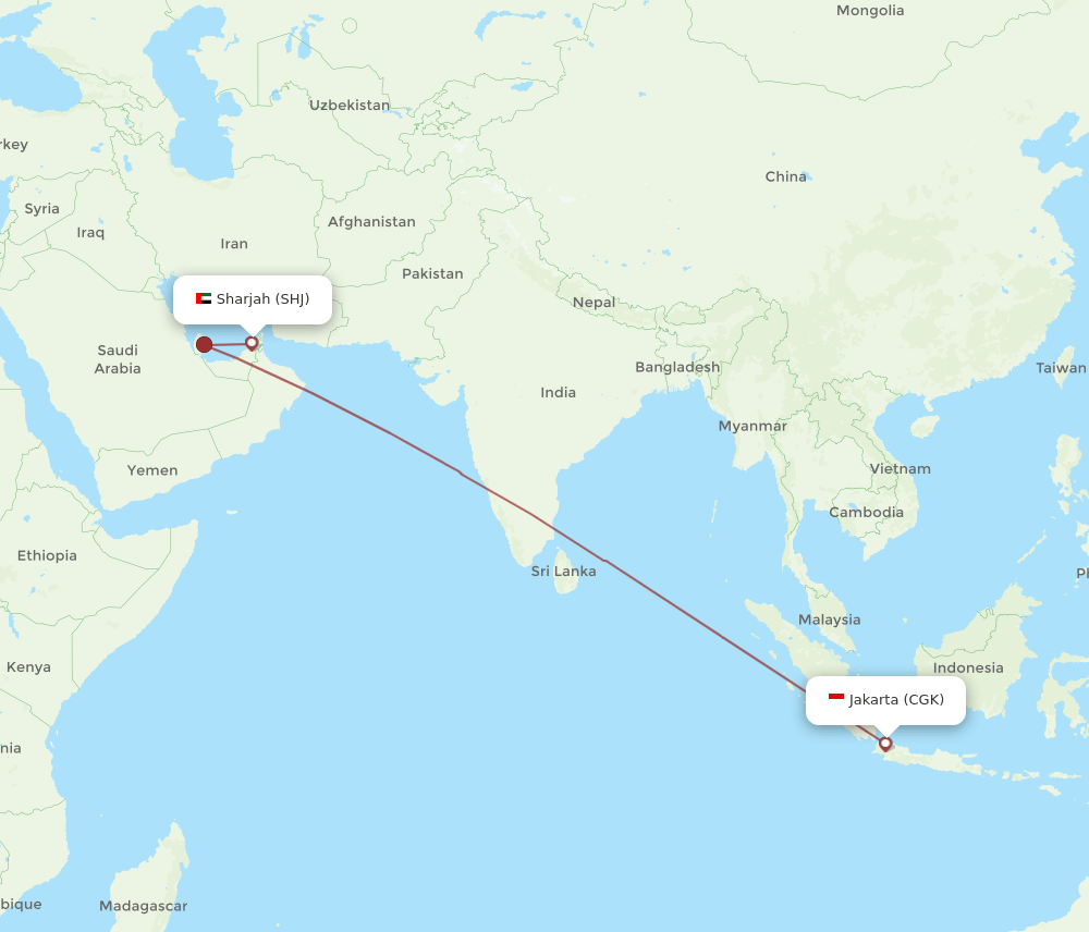 SHJ-CGK flight routes