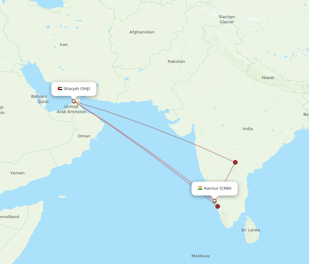 SHJ to CNN flights and routes map