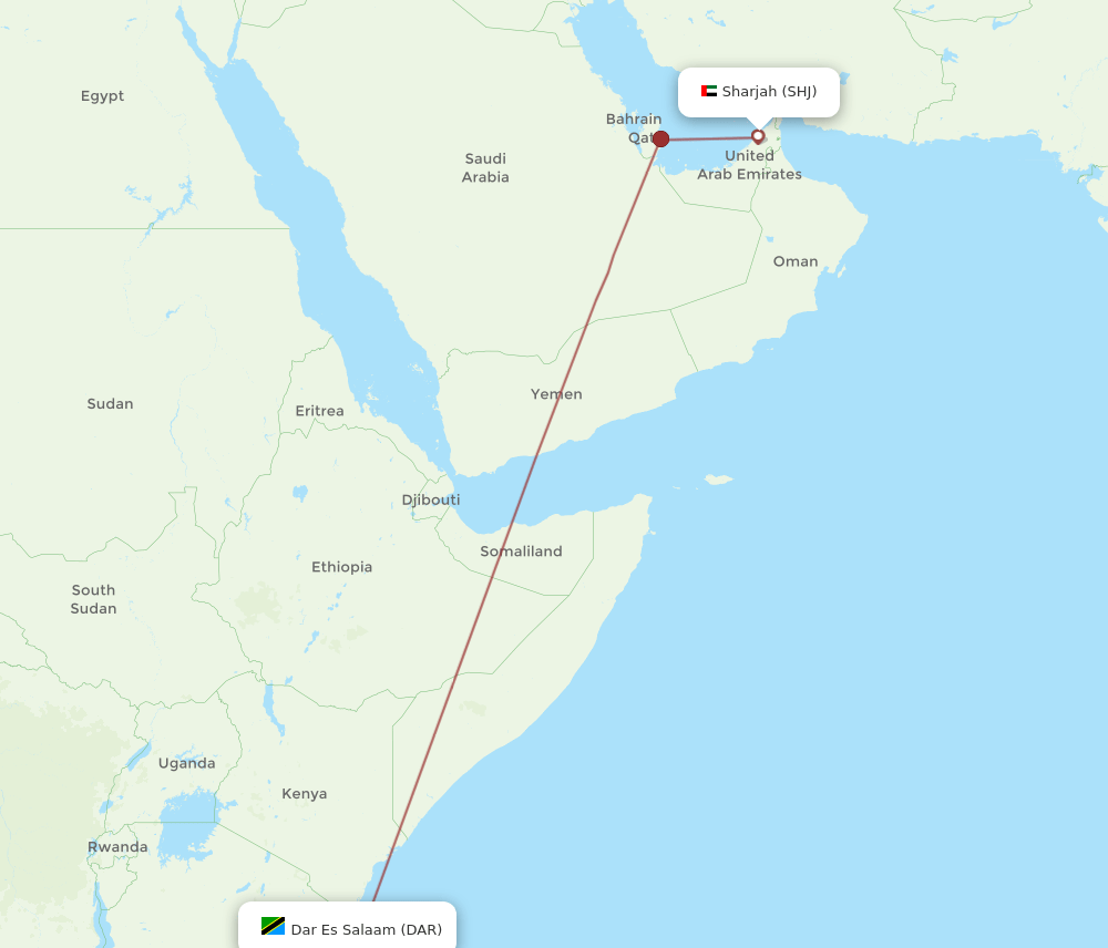 SHJ-DAR flight routes