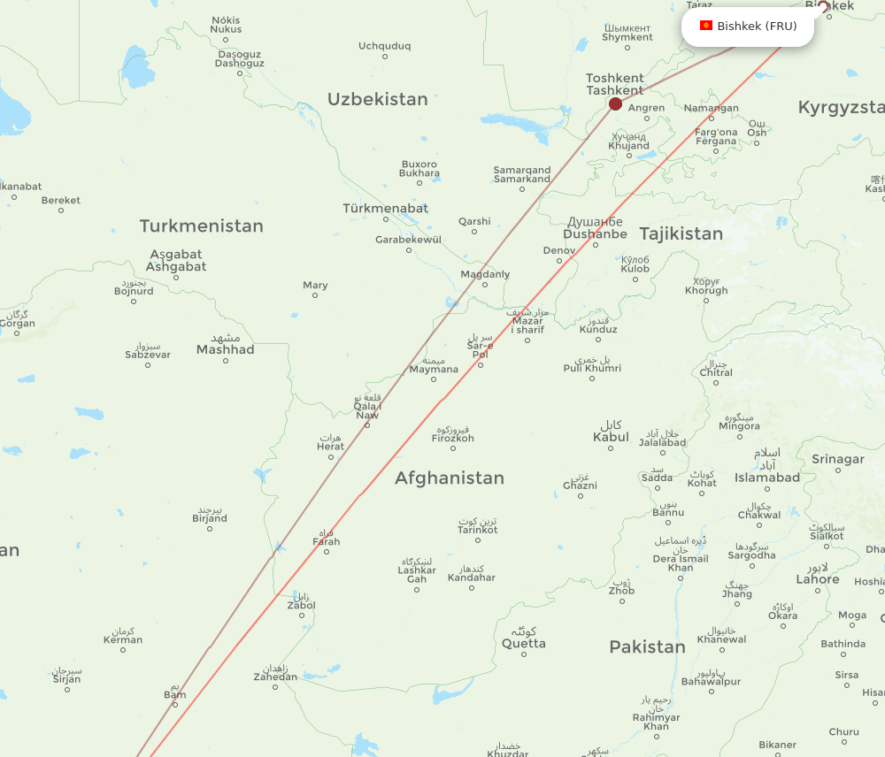 SHJ-FRU flight routes
