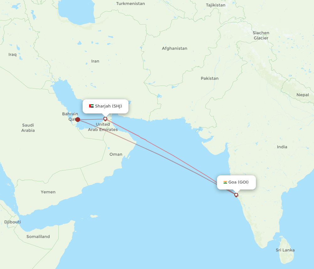 SHJ-GOI flight routes