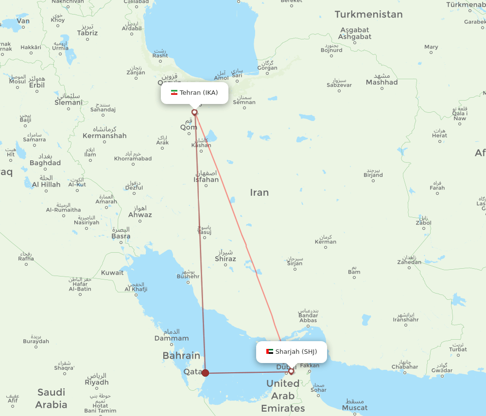 SHJ-IKA flight routes