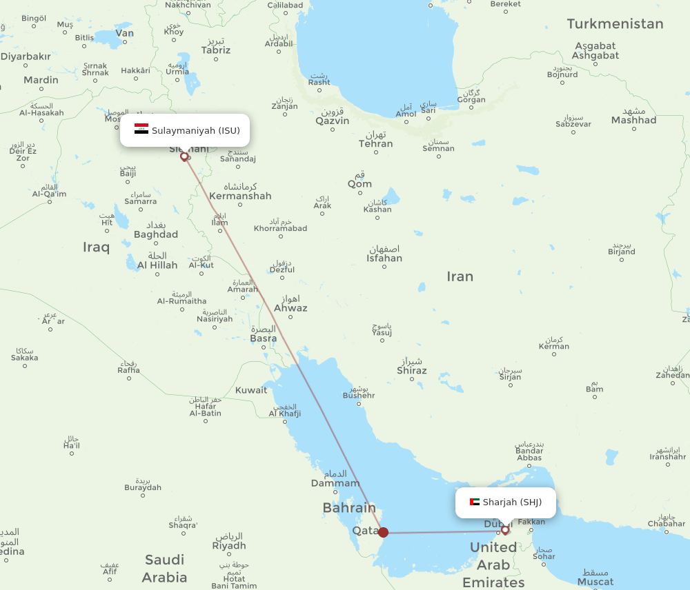 SHJ-ISU flight routes