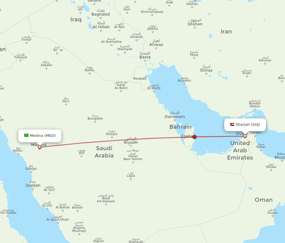 SHJ-MED flight routes