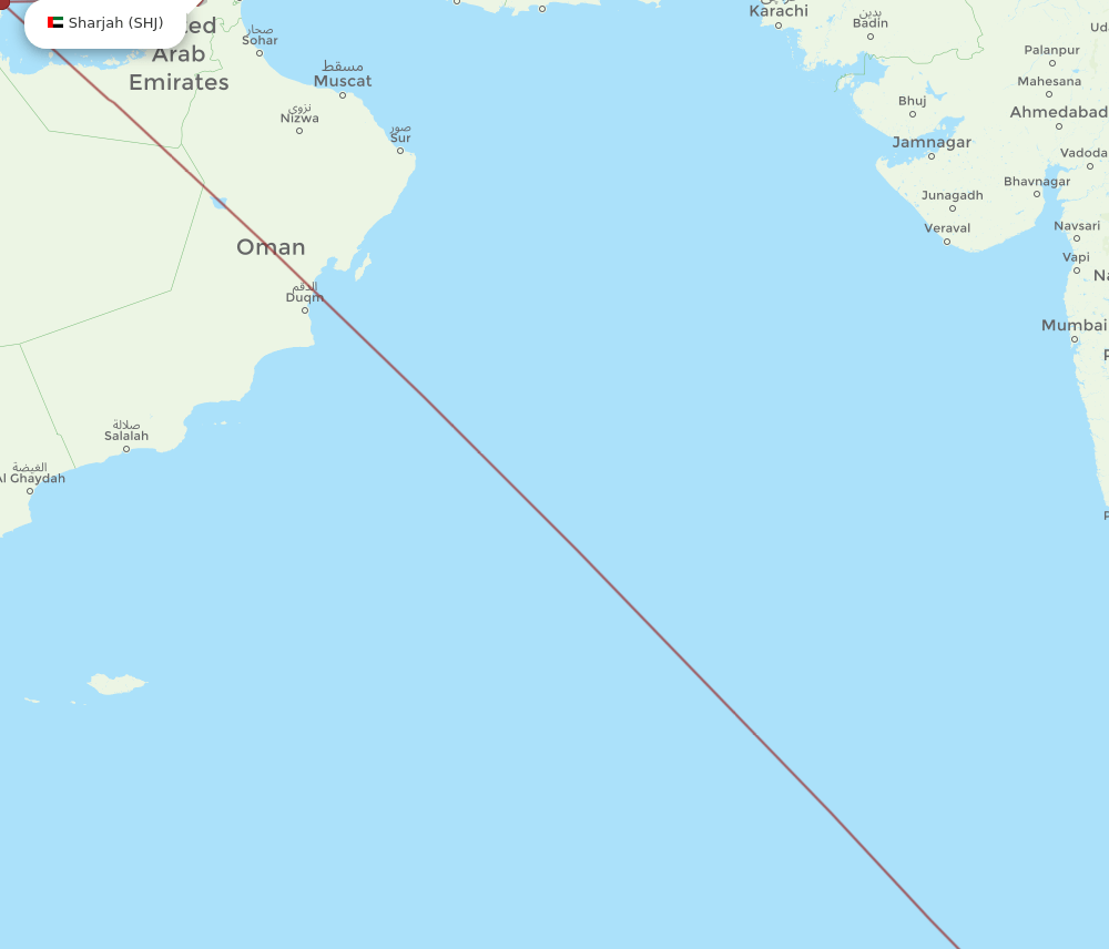 SHJ-MLE flight routes