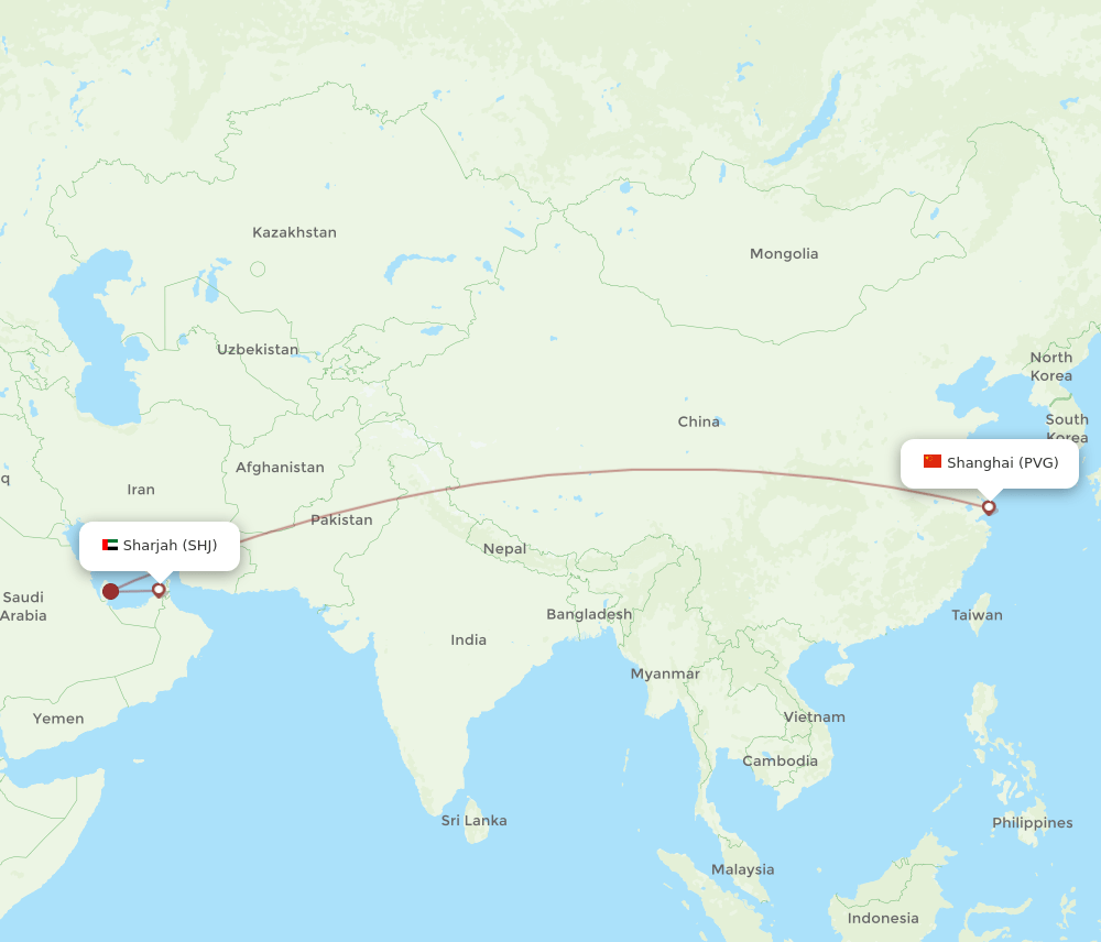 SHJ-PVG flight routes