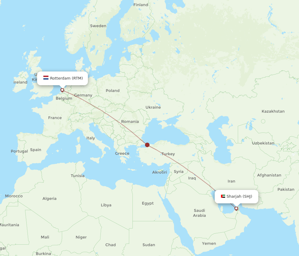 SHJ-RTM flight routes