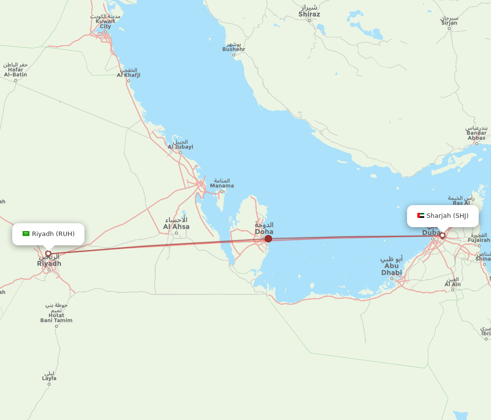 SHJ-RUH flight routes