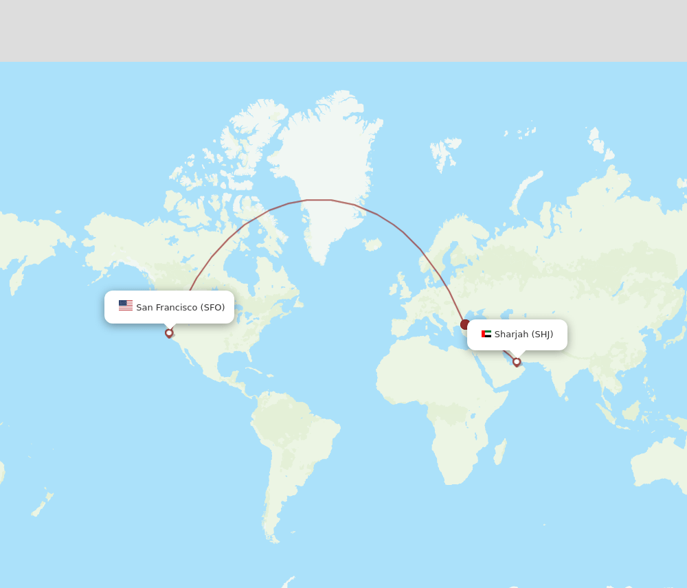 SHJ-SFO flight routes