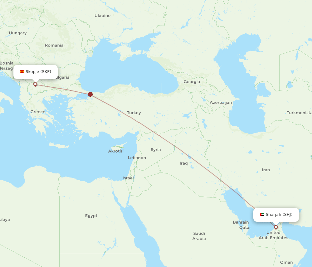 SHJ-SKP flight routes