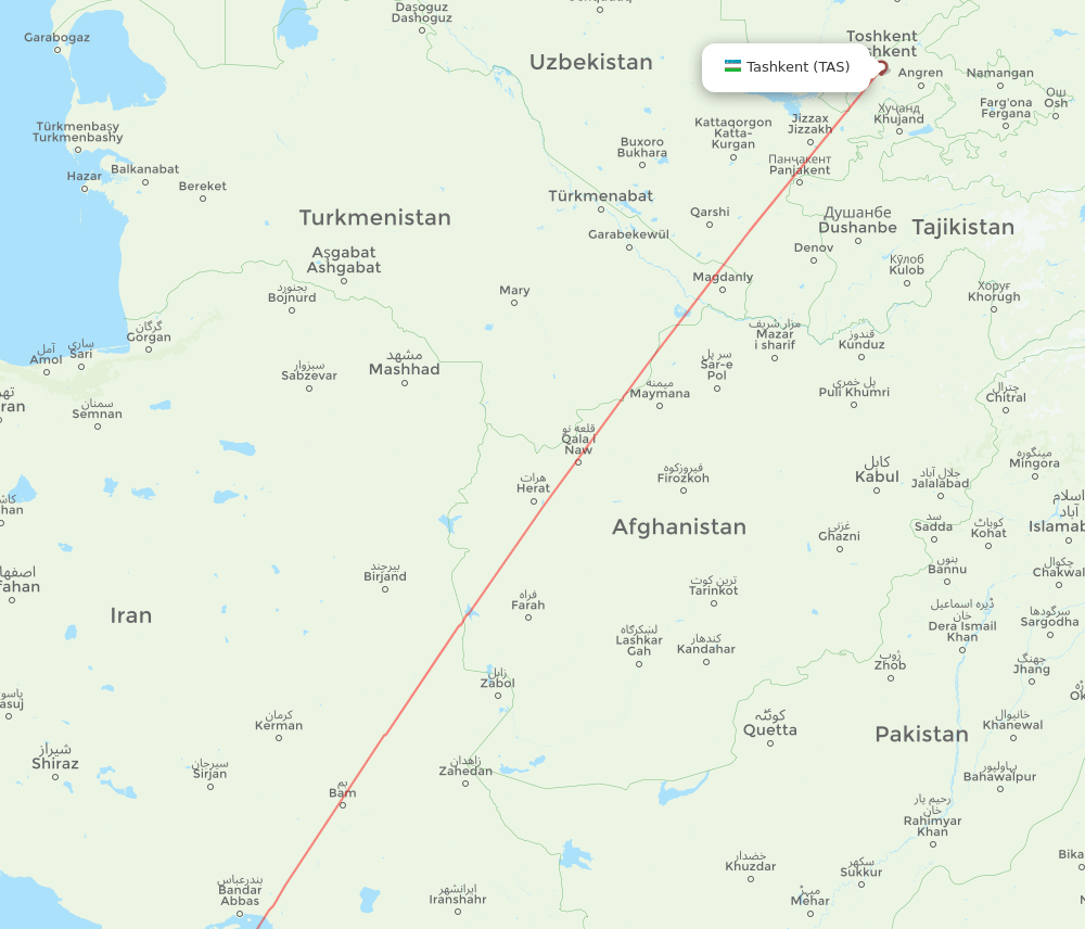 SHJ-TAS flight routes