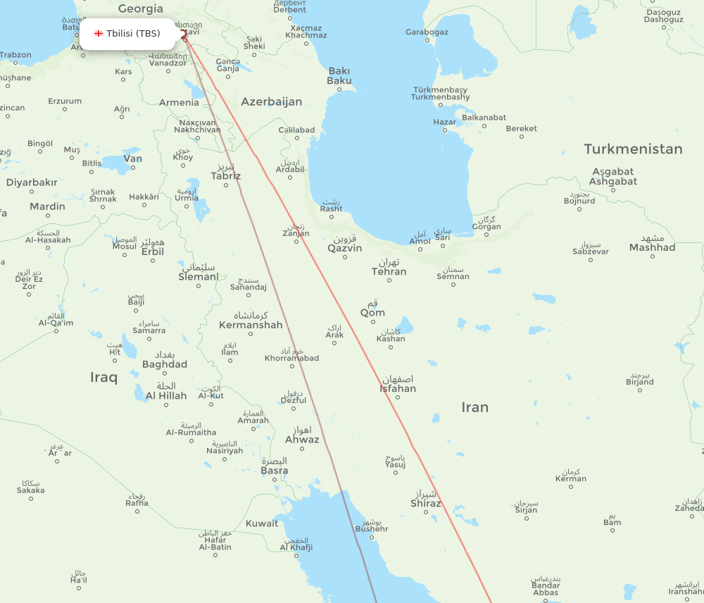 SHJ to TBS flights and routes map
