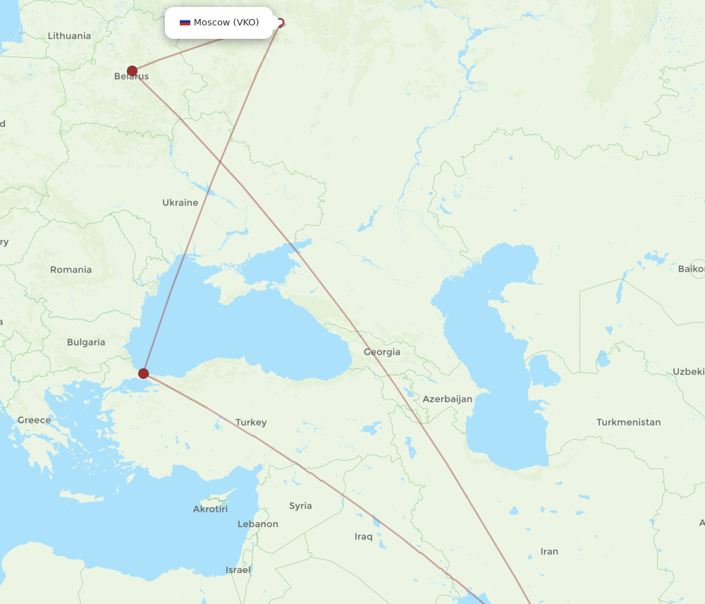 SHJ to VKO flights and routes map