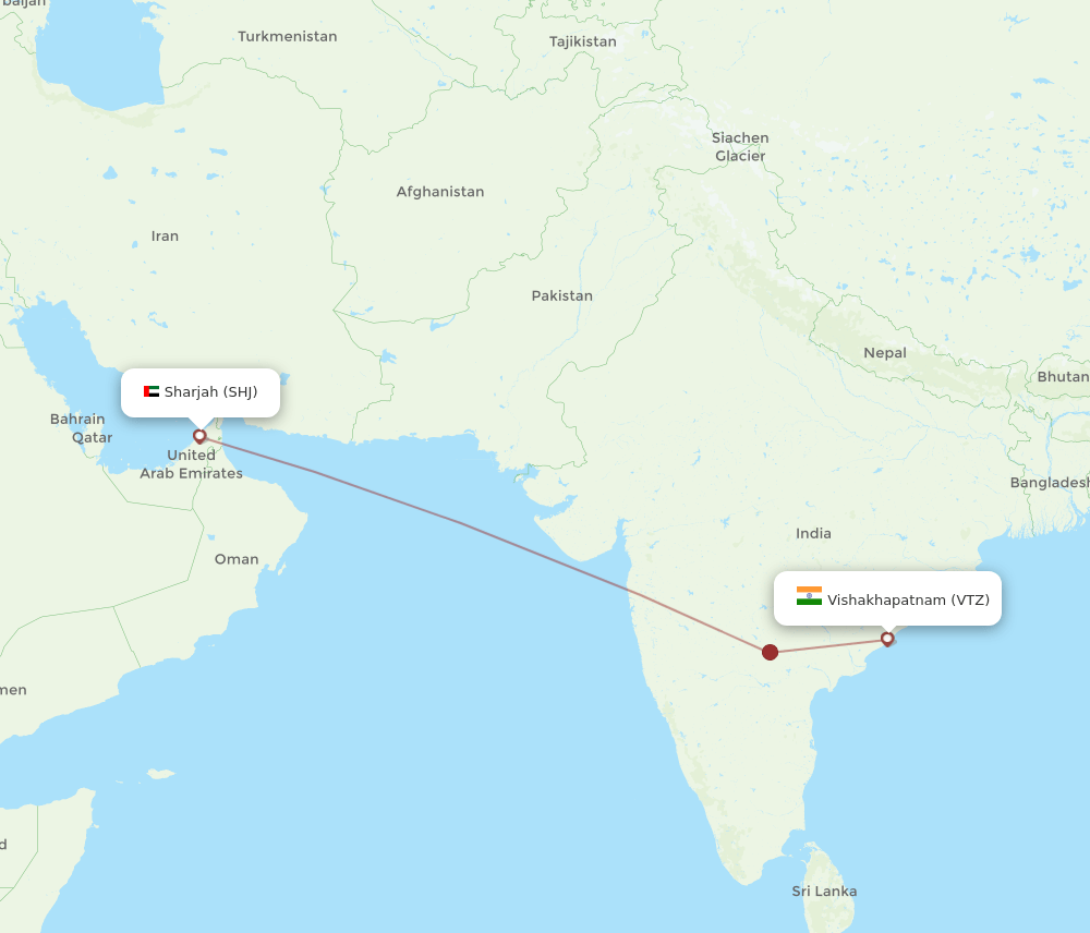 SHJ to VTZ flights and routes map
