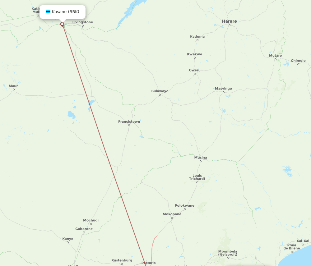 SHO-BBK flight routes