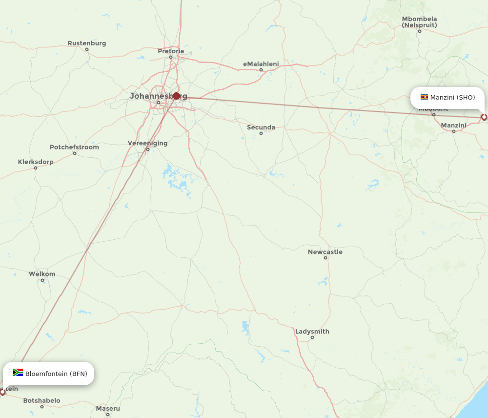 SHO-BFN flight routes
