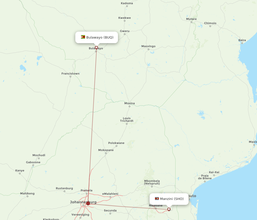 SHO-BUQ flight routes