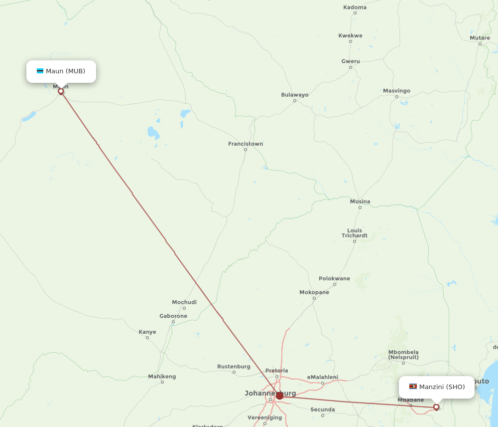 SHO-MUB flight routes