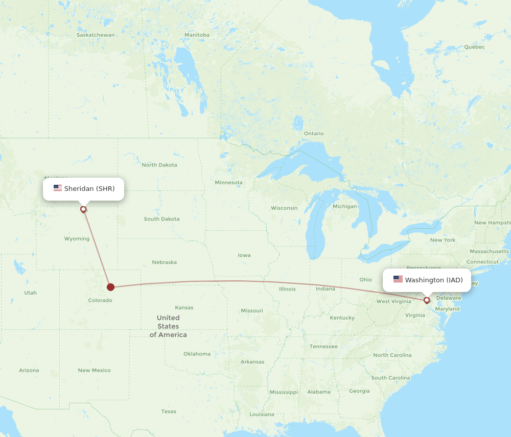 SHR-IAD flight routes