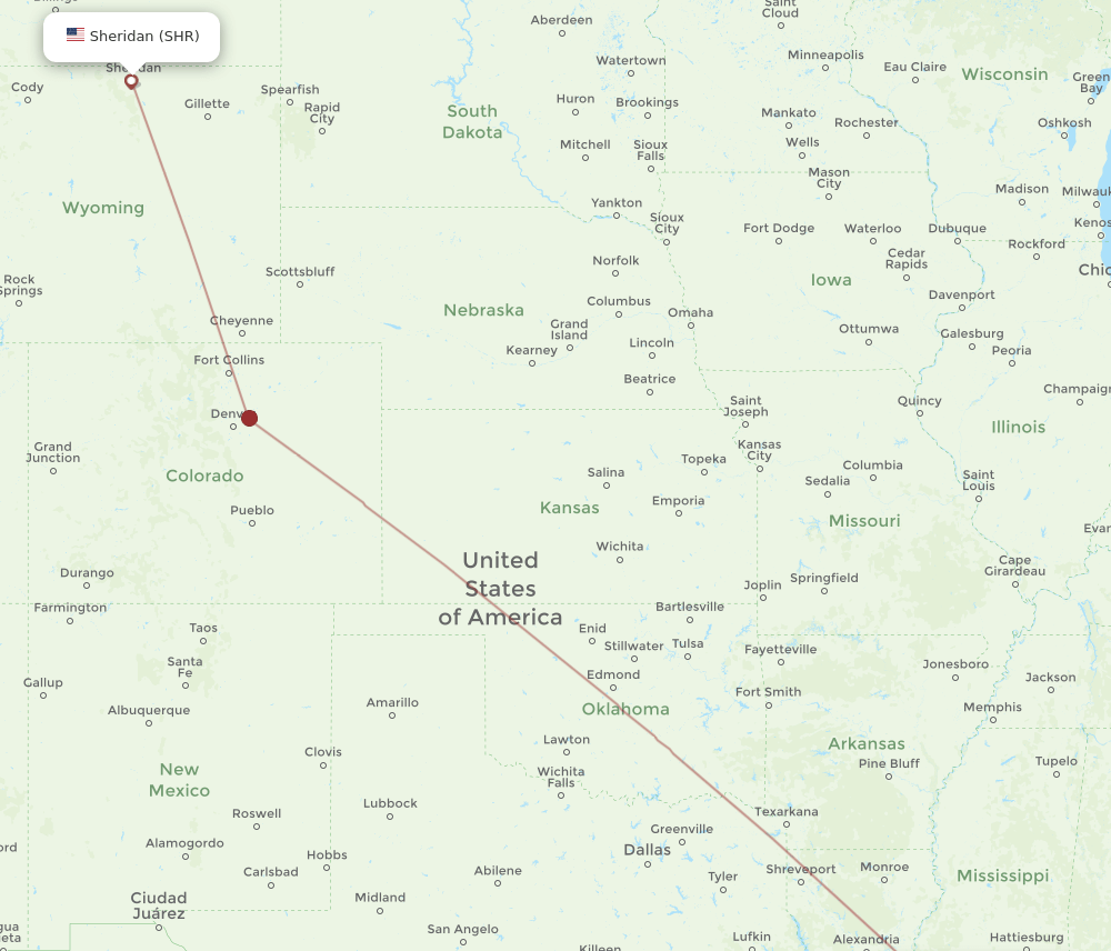 SHR to MSY flights and routes map
