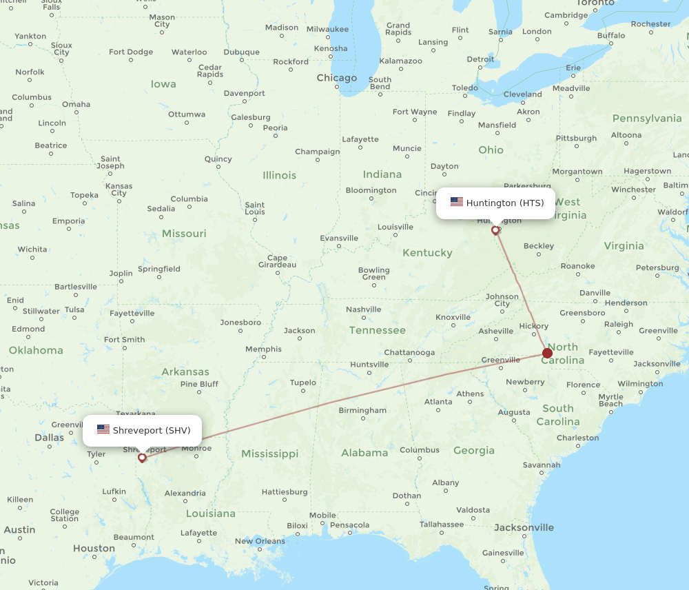 SHV-HTS flight routes