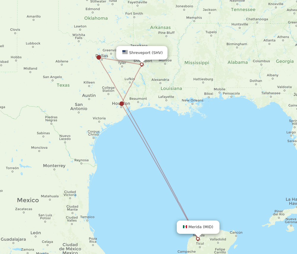 SHV-MID flight routes