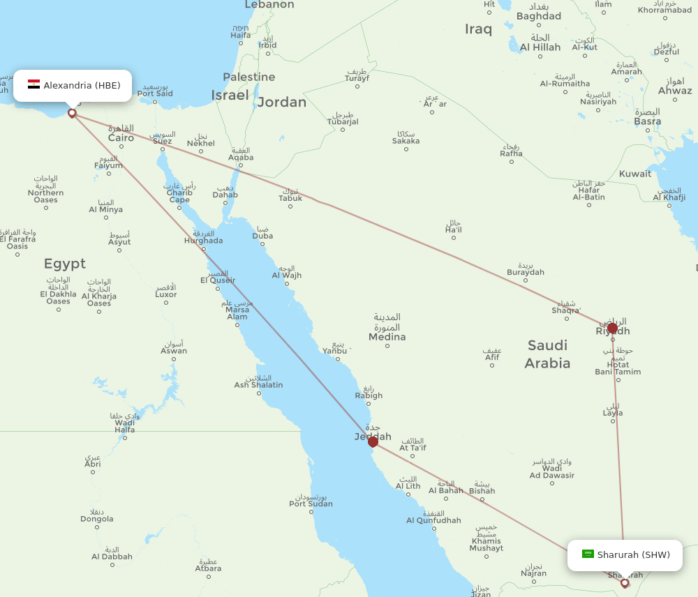 SHW-HBE flight routes