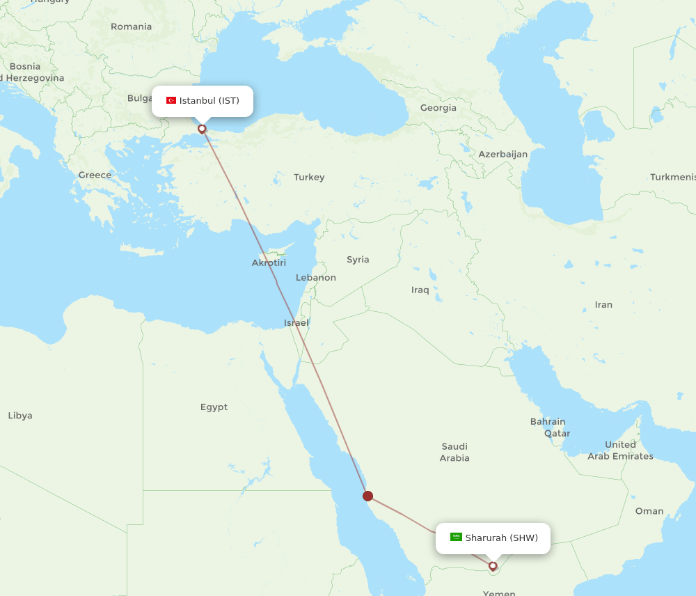 SHW-IST flight routes