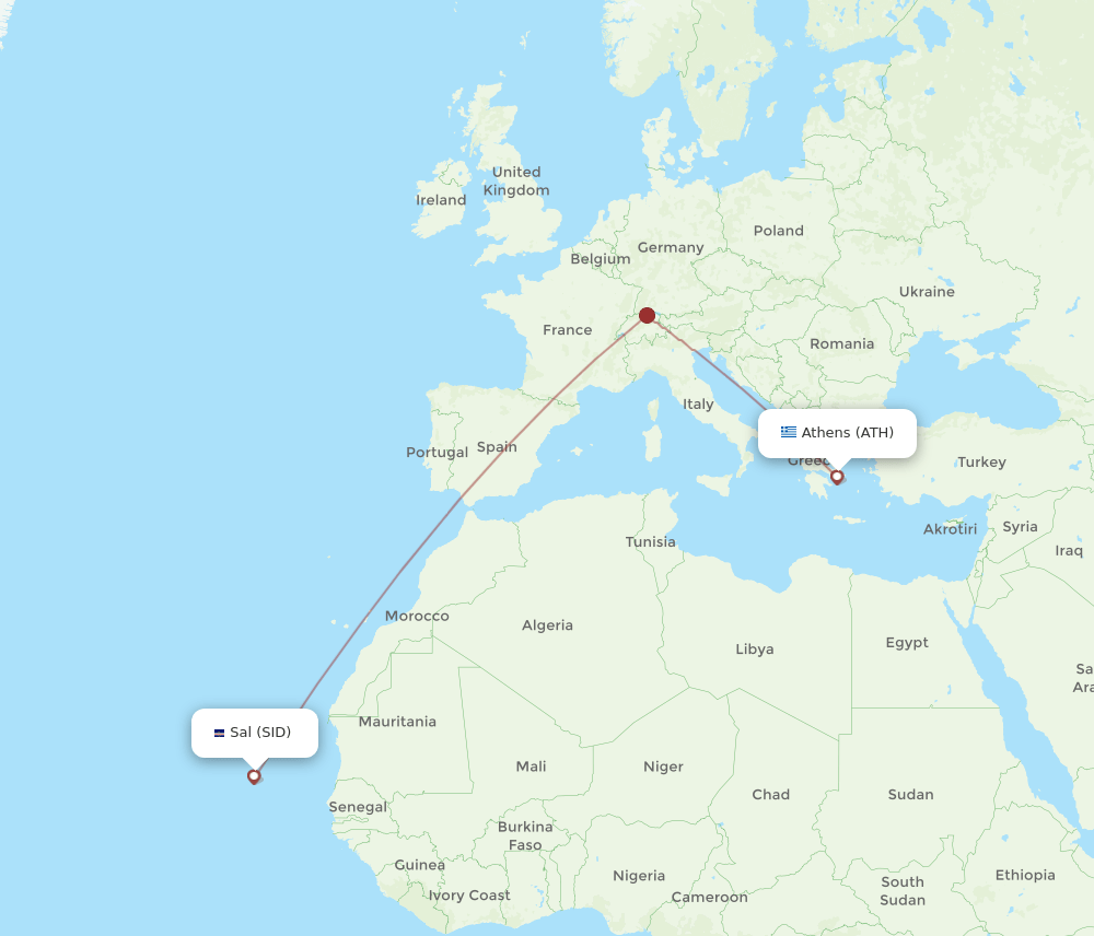 SID-ATH flight routes