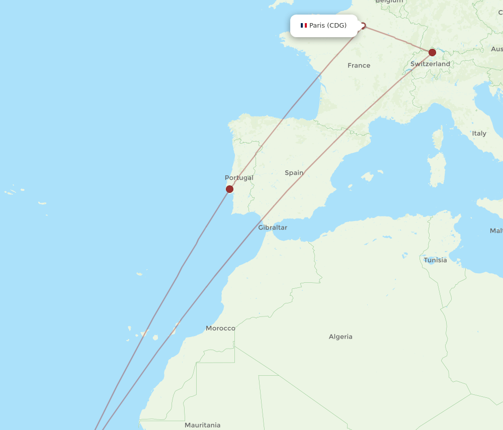 SID-CDG flight routes