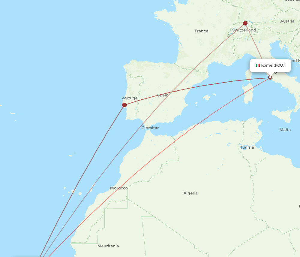 SID to FCO flights and routes map