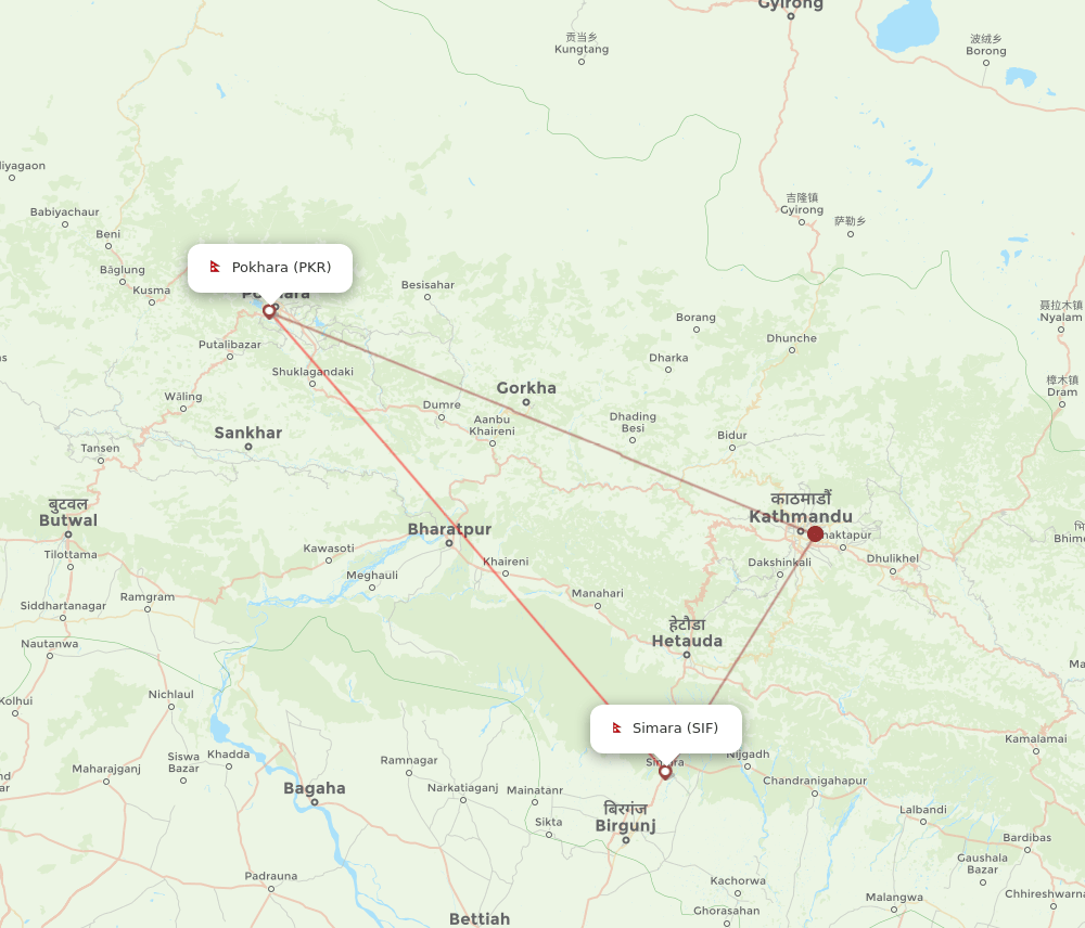 SIF-PKR flight routes