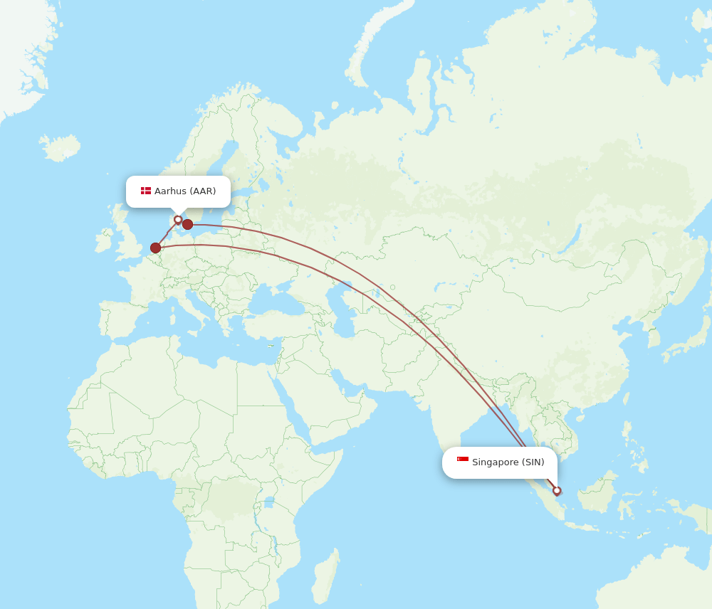 SIN-AAR flight routes
